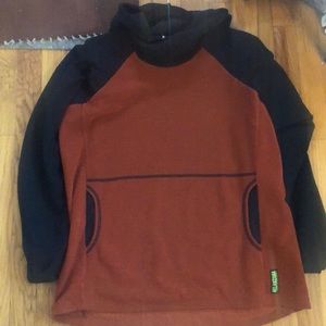 Melanzana Microgrid hoodie in rust and black